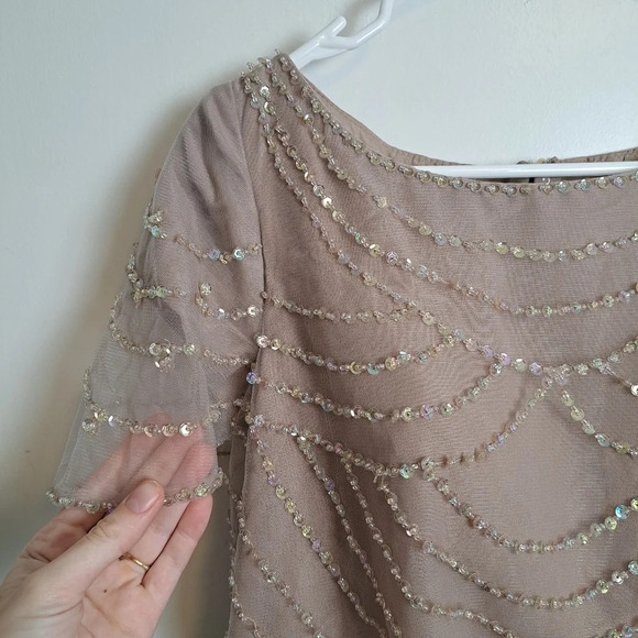 NEW Merry's Blush Pink Formal Sequin Sparkle Evening Gown Long Maxi Dress Sz 6 - Picture 3 of 8